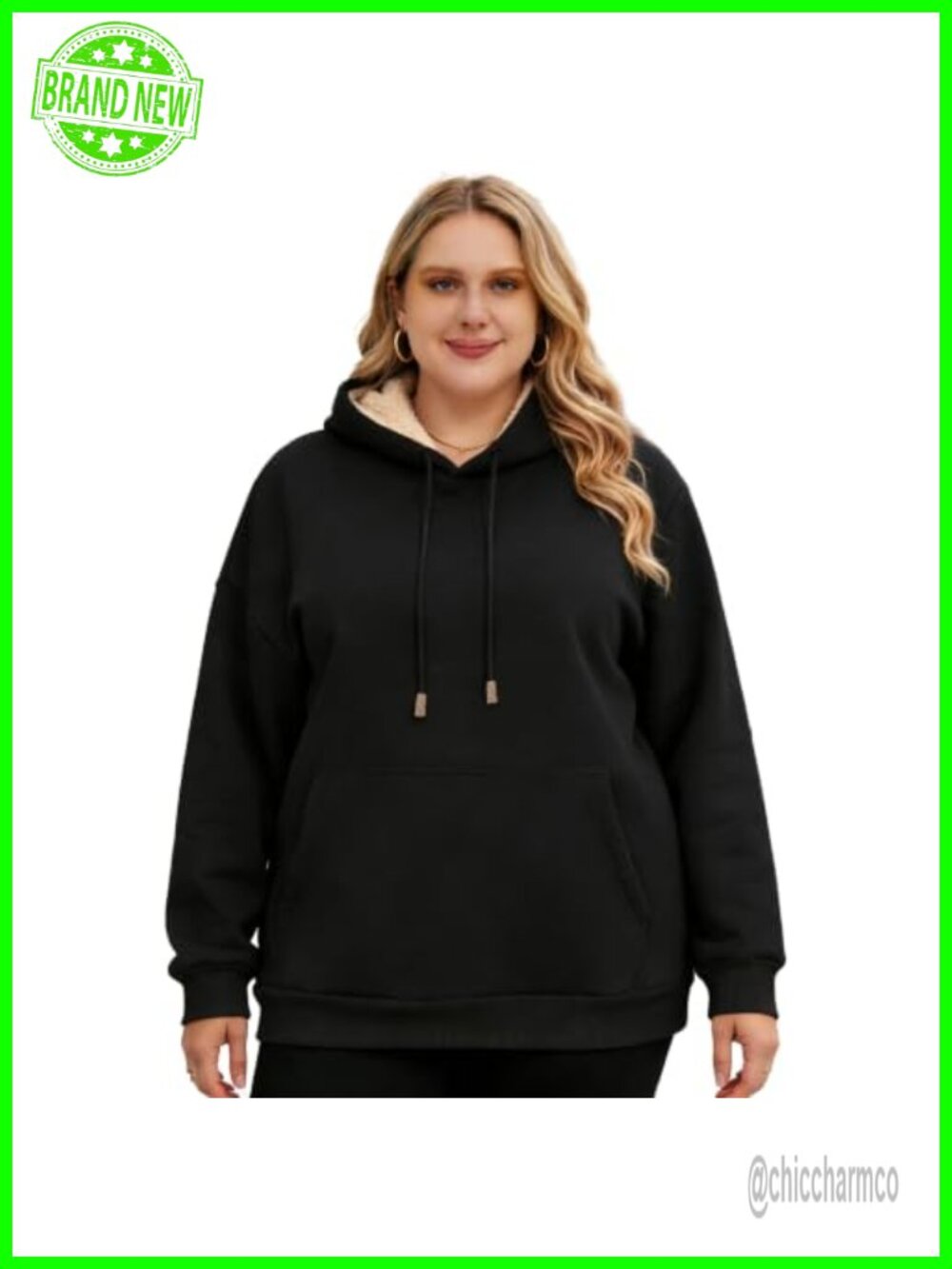 Women's Plus Size Sherpa Lined Fleece Hoodie Warm Pullover Kangaroo Pocket